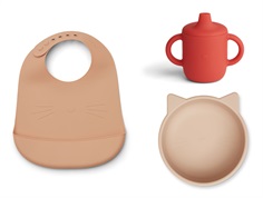 Liewood cat apple red multi mix dining set Connor (3-pack)